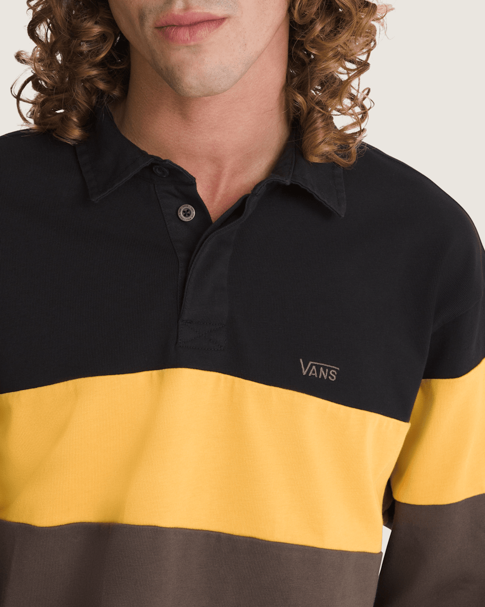 Men Vans Andy Rugby Long Sleeve Shirt in Coal Brown