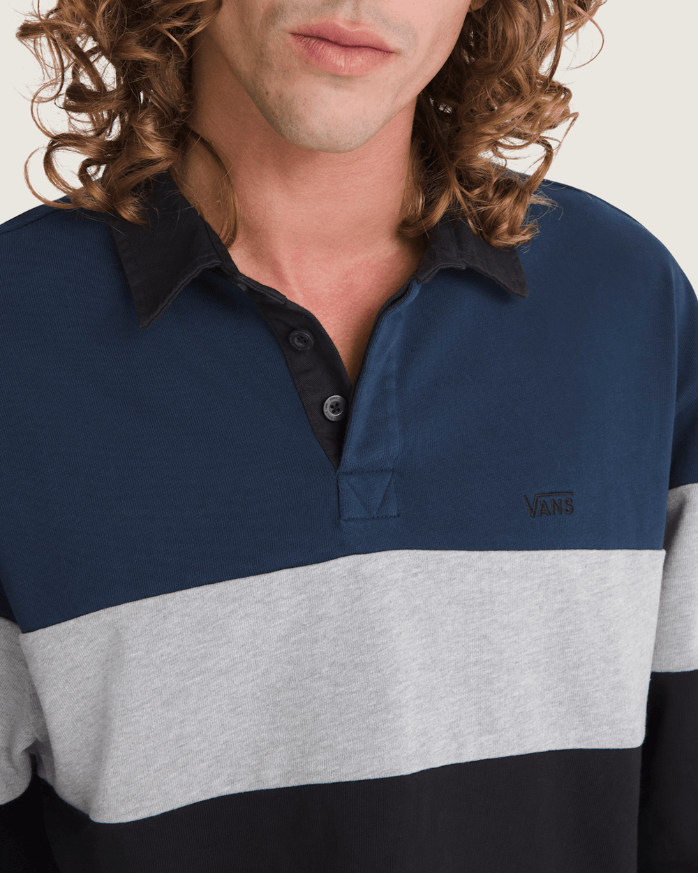 Men Vans Andy Rugby Long Sleeve Shirt in Black