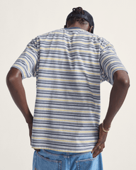 Men Vans Cameron Stripe Shirt in Blue / Marshmallow White
