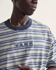 Men Vans Cameron Stripe Shirt in Blue / Marshmallow White
