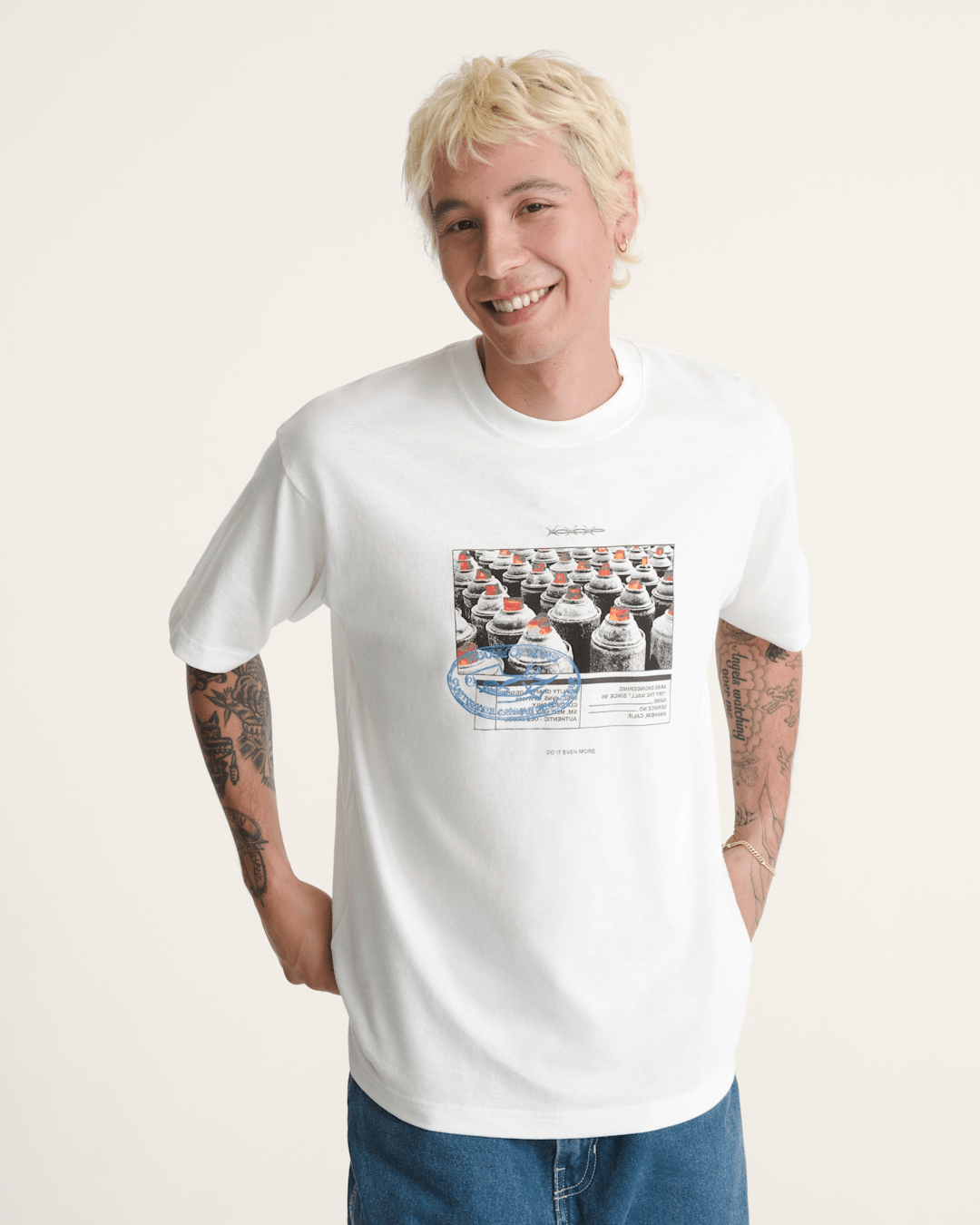 Men Vans Style Tips T-Shirt in Marshmallow White