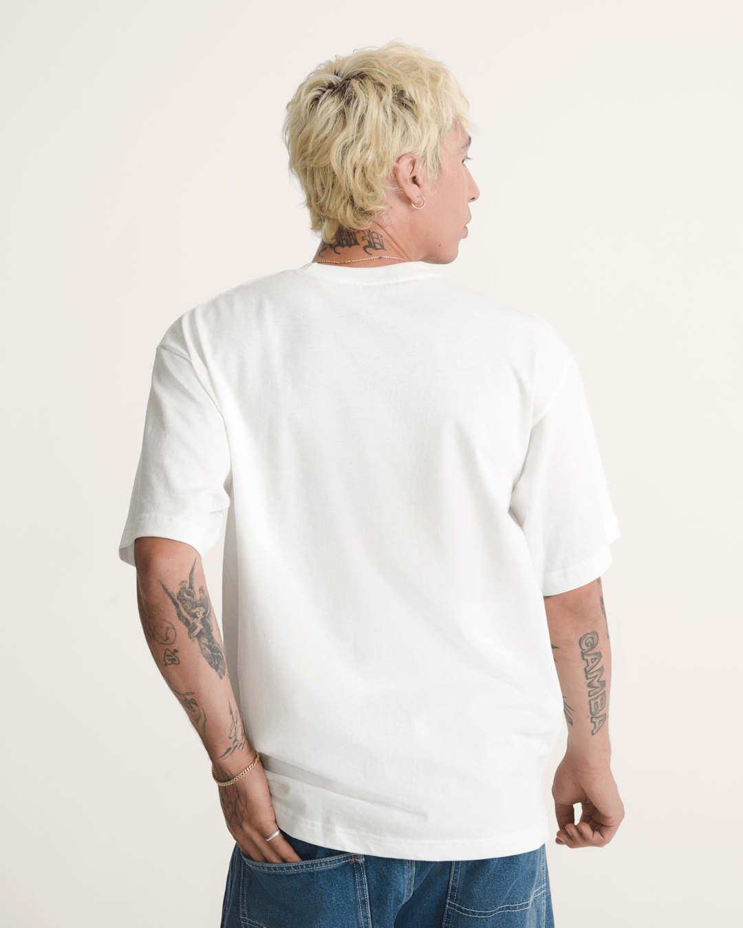 Men Vans Style Tips T-Shirt in Marshmallow White