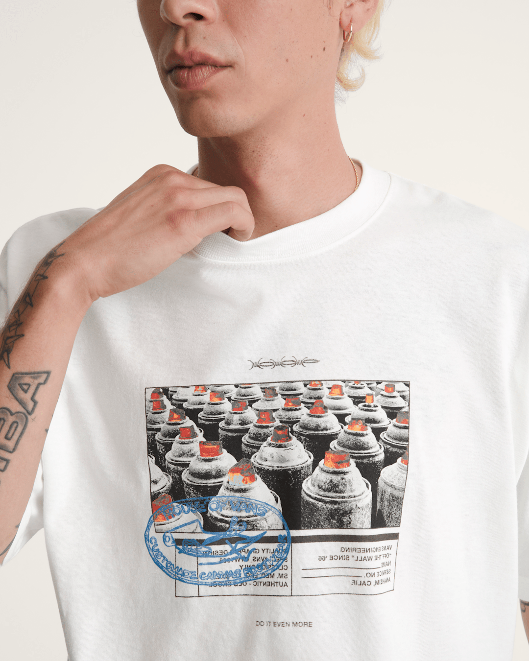 Men Vans Style Tips T-Shirt in Marshmallow White