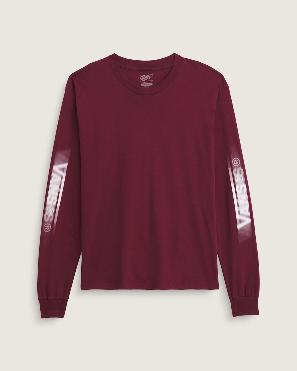 Men Vans Blur Drop Long Sleeve T-Shirt in Burgundy