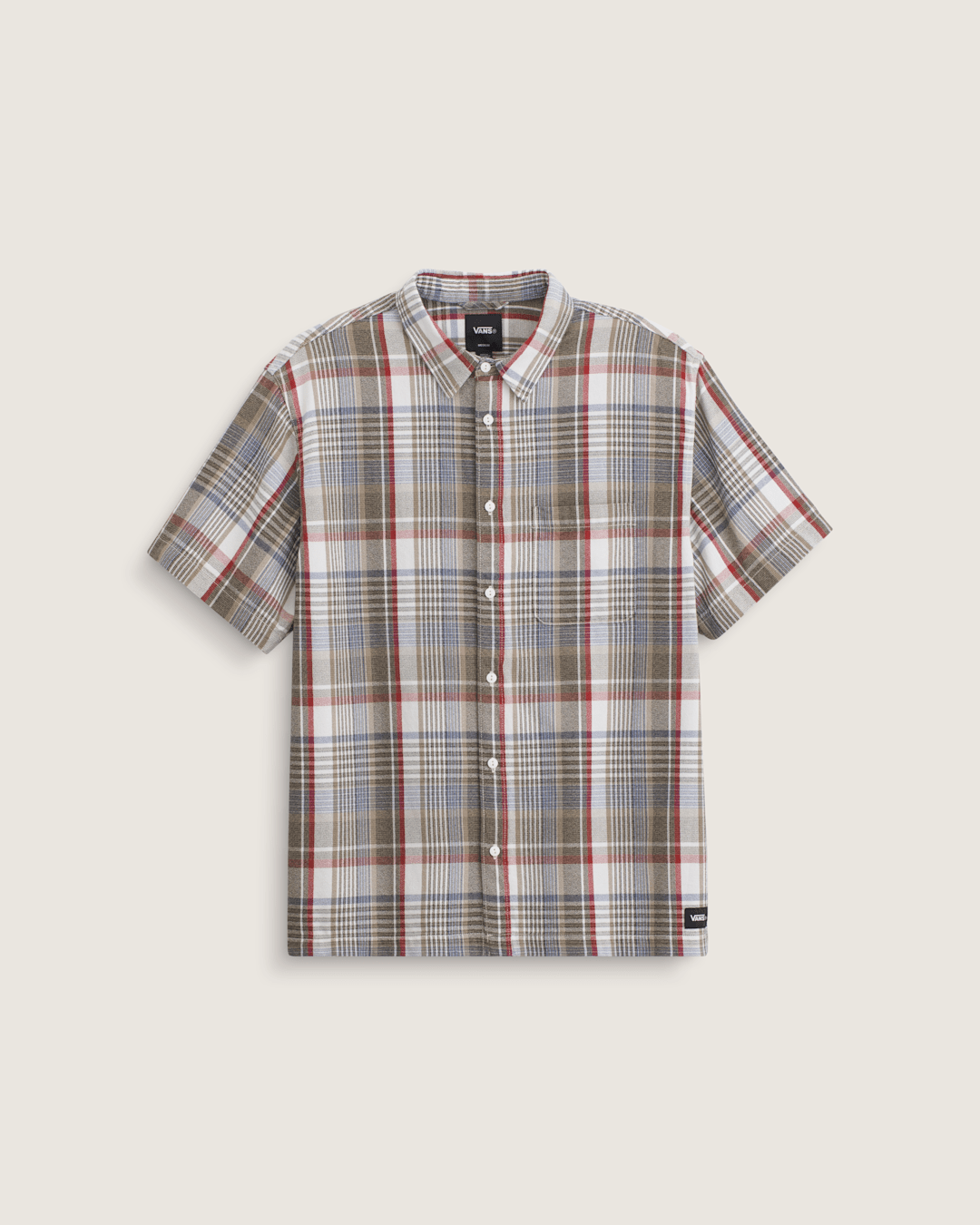 Men Vans Premium Button Up Shirt in Egret White / Elm Green