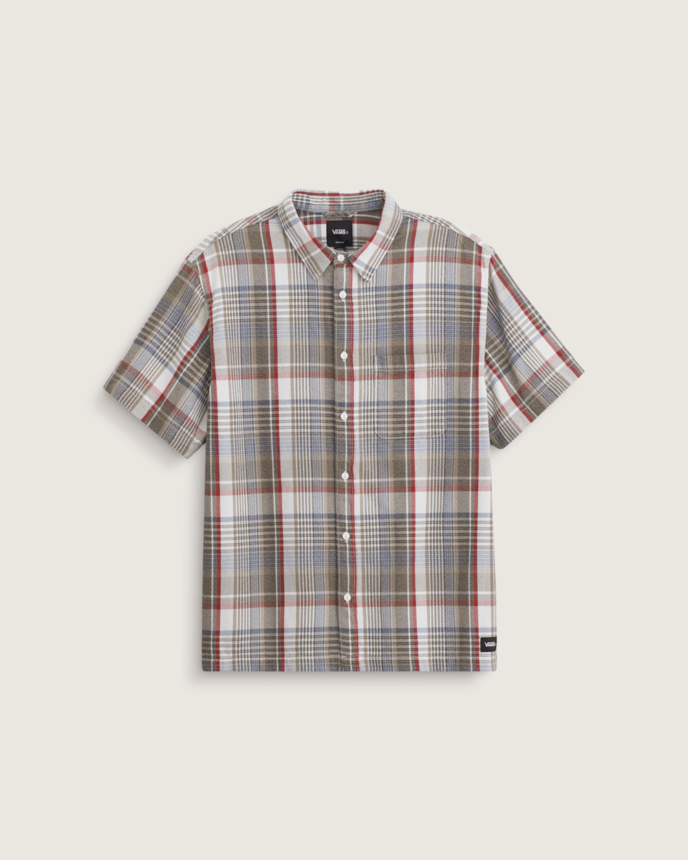Men Vans Premium Button Up Shirt in Egret White / Elm Green