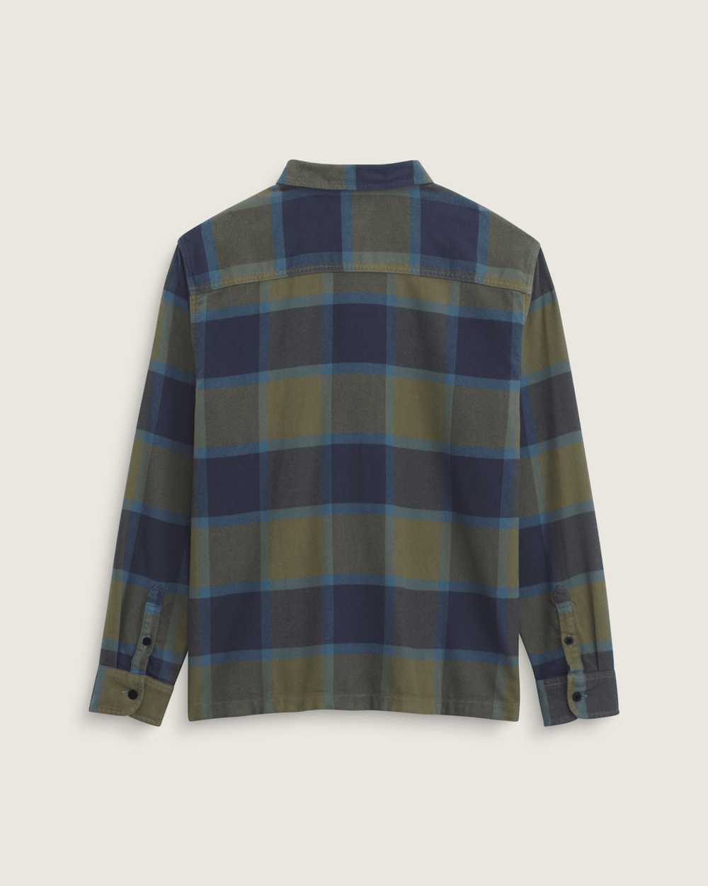 Men Vans Larkspur Plaid Flannel Shirt in Grape Leaf Green / Parisian Night Blue