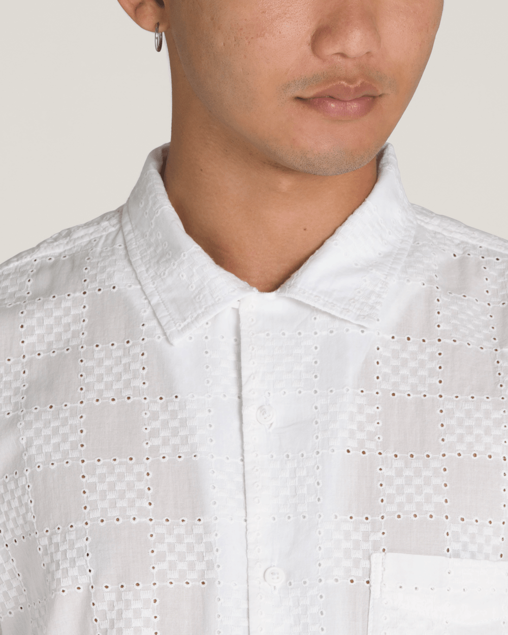 Men Vans Wayside Eyelet Woven Shirt in White