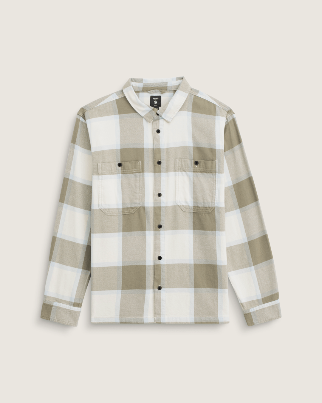 Men Vans Larkspur Flannel Shirt in Turtledove White