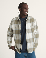 Men Vans Larkspur Flannel Shirt in Turtledove White