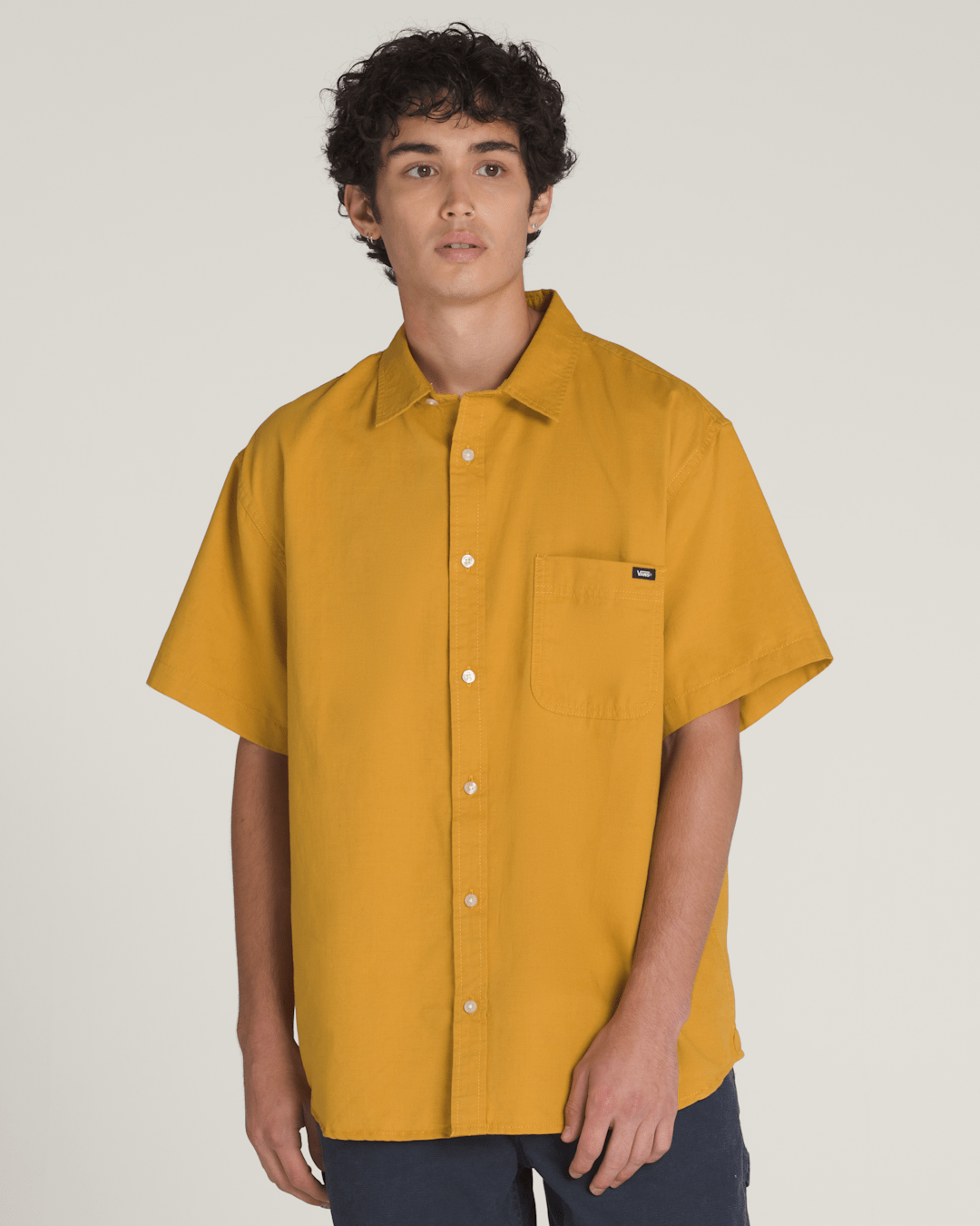 Men Vans Lawson Solid Woven Shirt in Harvest Gold Yellow