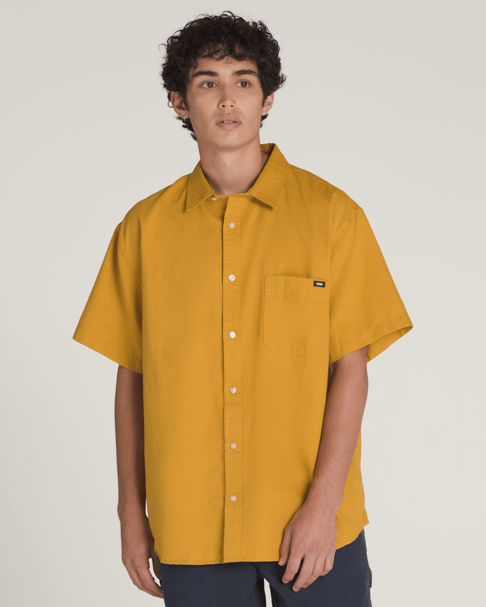Men Vans Lawson Solid Woven Shirt in Harvest Gold Yellow