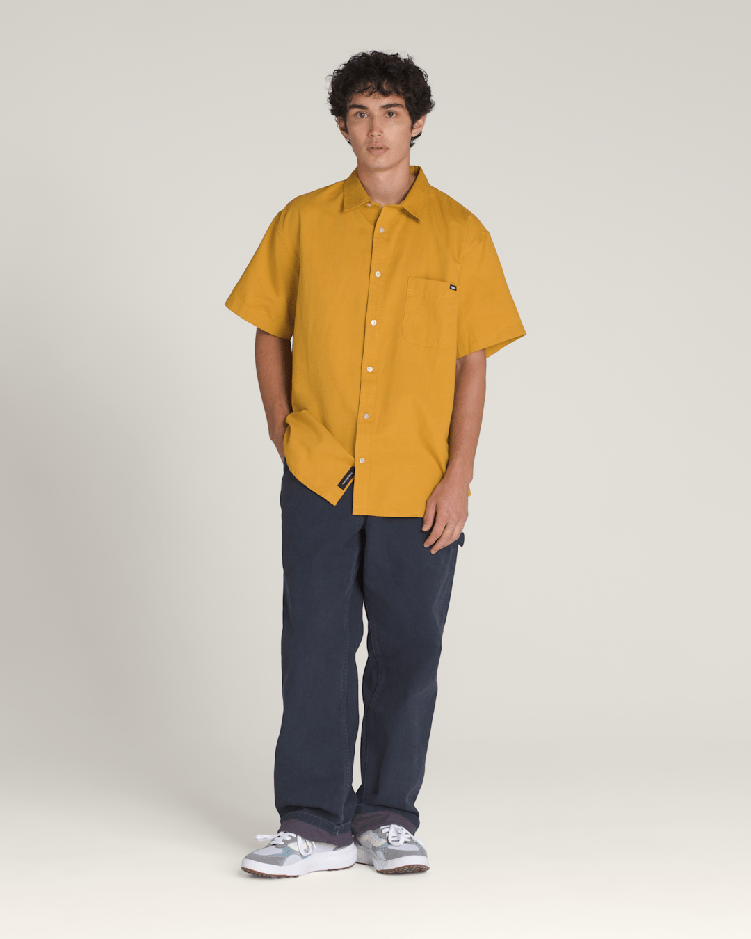 Men Vans Lawson Solid Woven Shirt in Harvest Gold Yellow
