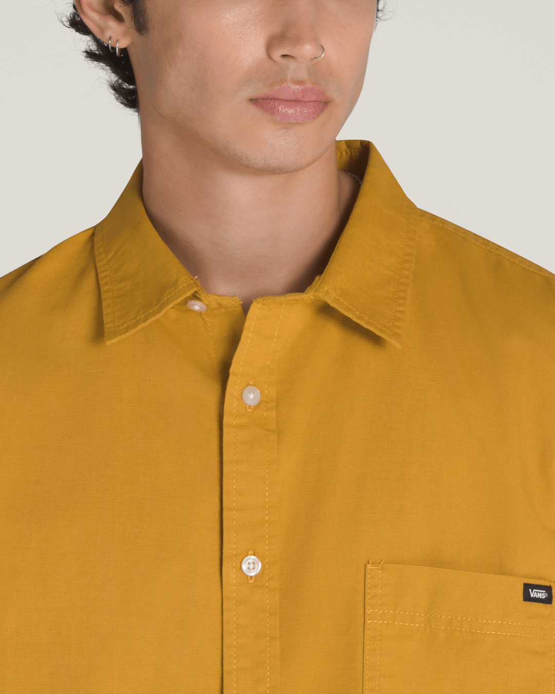 Men Vans Lawson Solid Woven Shirt in Harvest Gold Yellow