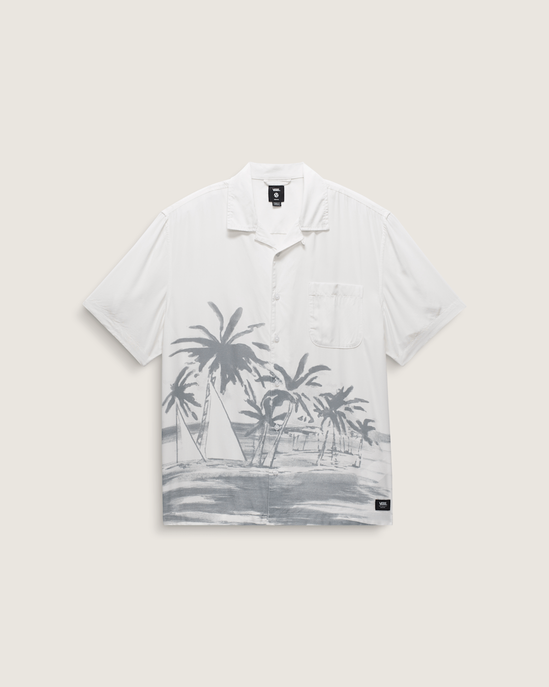 Men Vans Creswell Woven Shirt in White / Grey