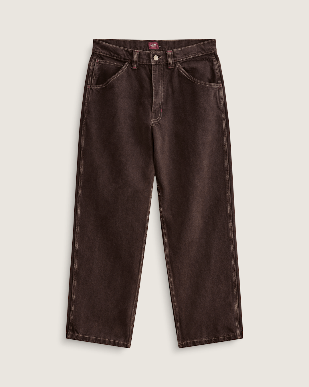 Men Vans Skate Check-5 Loose Denim Pants in After Dark Brown