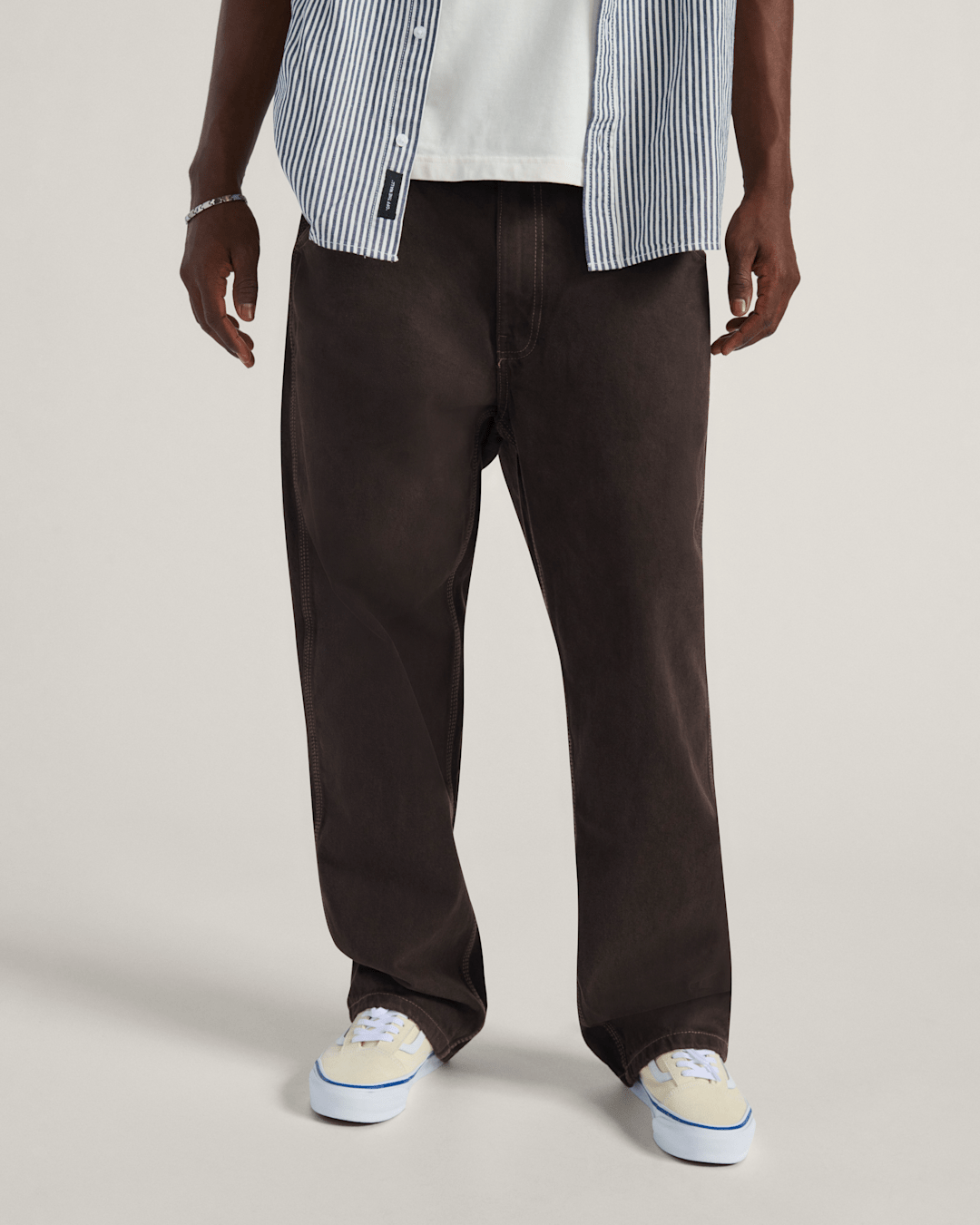 Men Vans Skate Check-5 Loose Denim Pants in After Dark Brown
