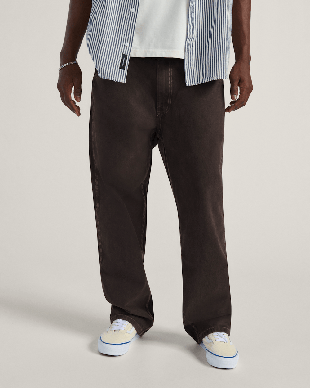 Men Vans Skate Check-5 Loose Denim Pants in After Dark Brown