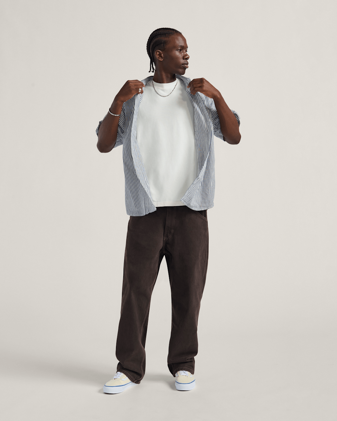 Men Vans Skate Check-5 Loose Denim Pants in After Dark Brown