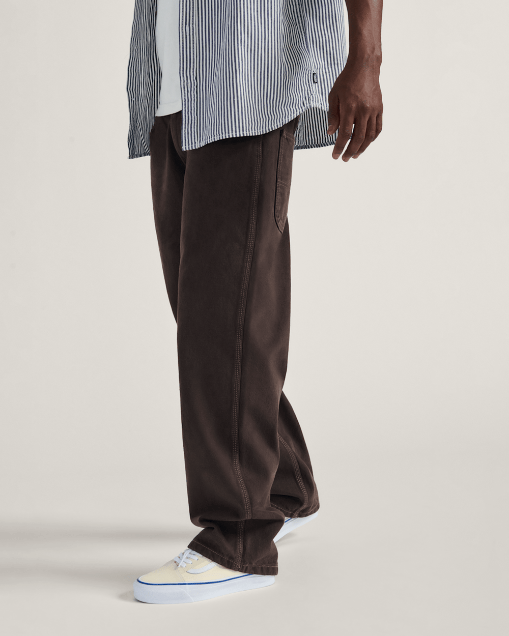 Men Vans Skate Check-5 Loose Denim Pants in After Dark Brown