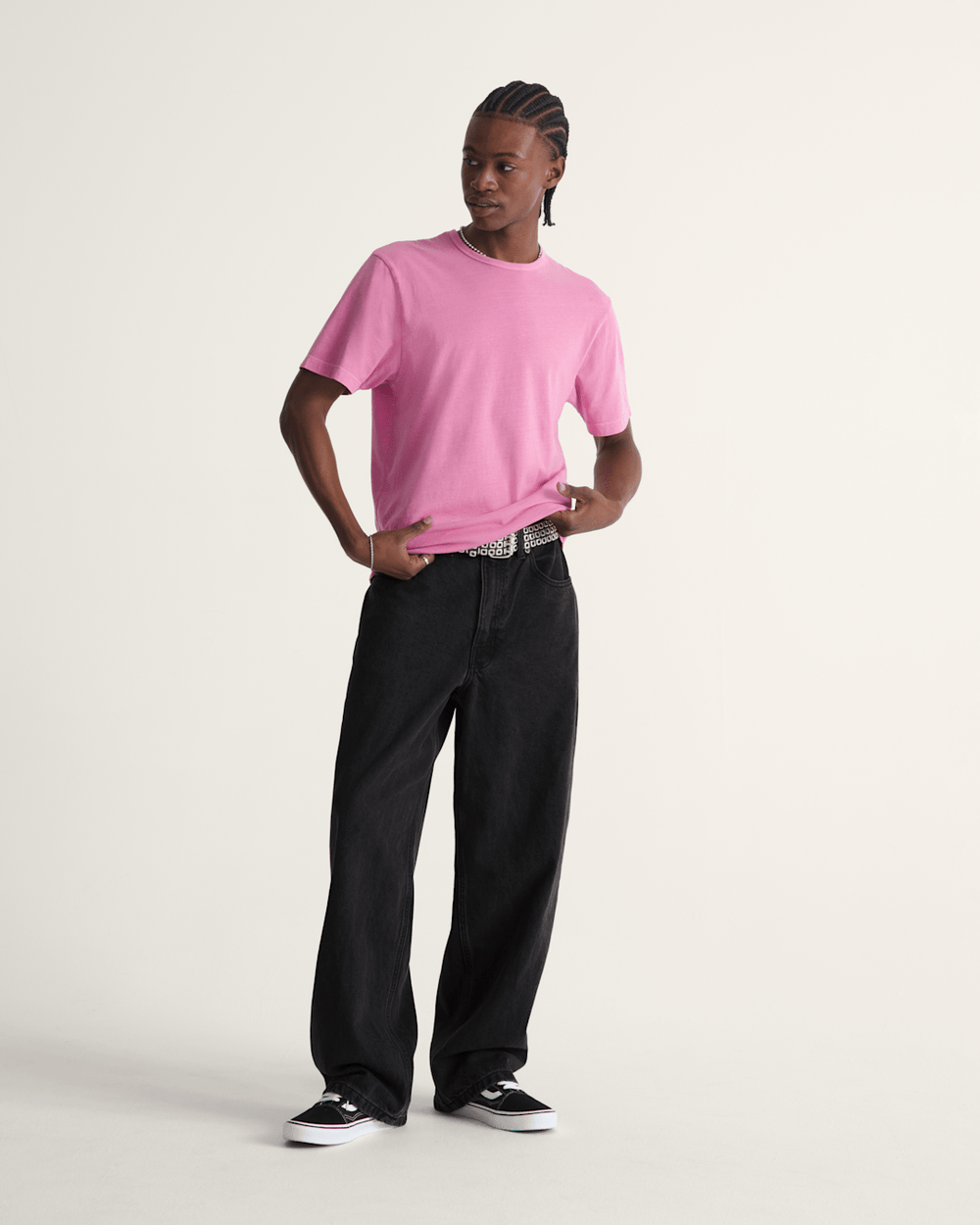 Men Vans Check-5 Baggy Denim Pants in Black