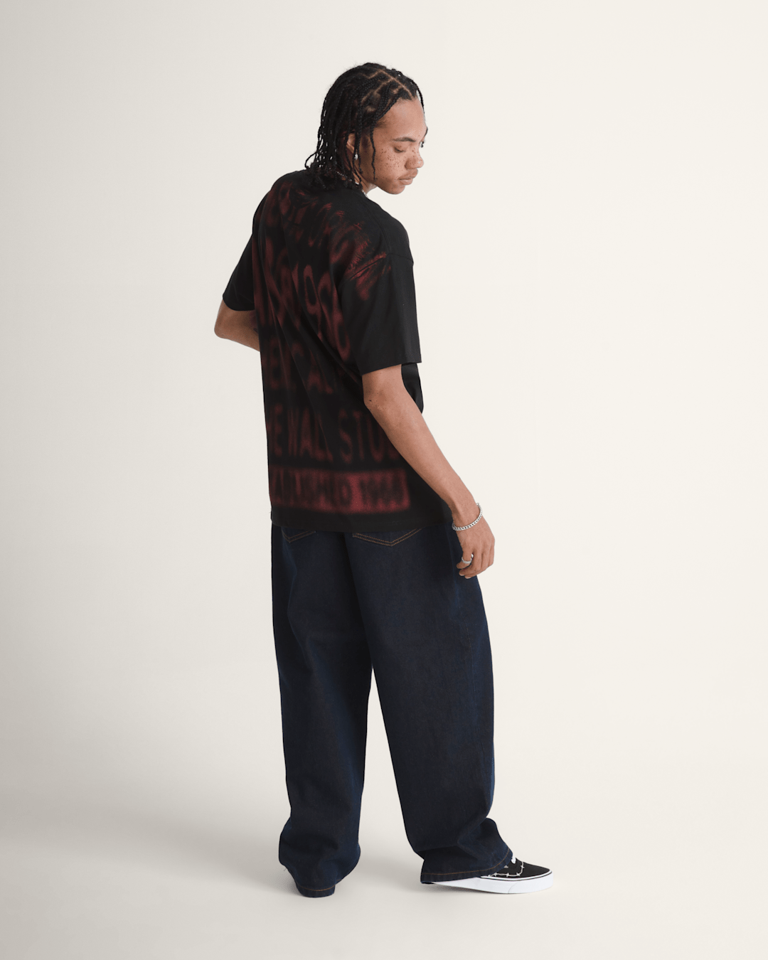 Men Vans Check-5 Baggy Denim Pants in Dark Rinse Blue