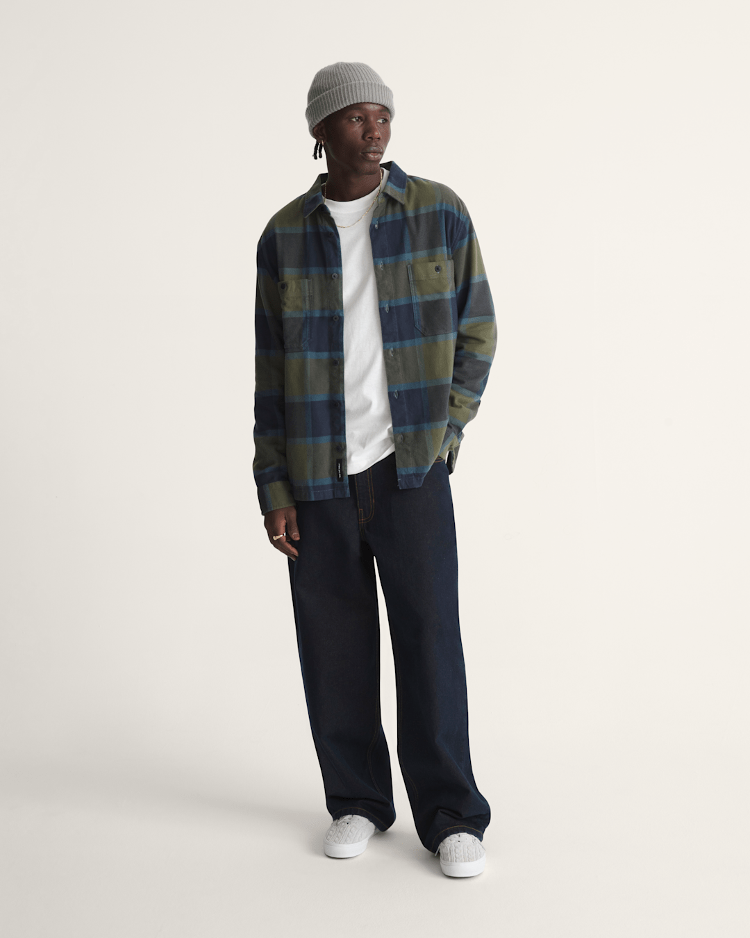 Men Vans Check-5 Baggy Denim Pants in Dark Rinse Blue