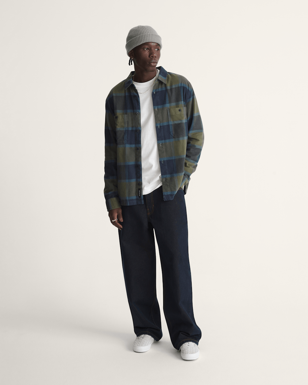 Men Vans Check-5 Baggy Denim Pants in Dark Rinse Blue