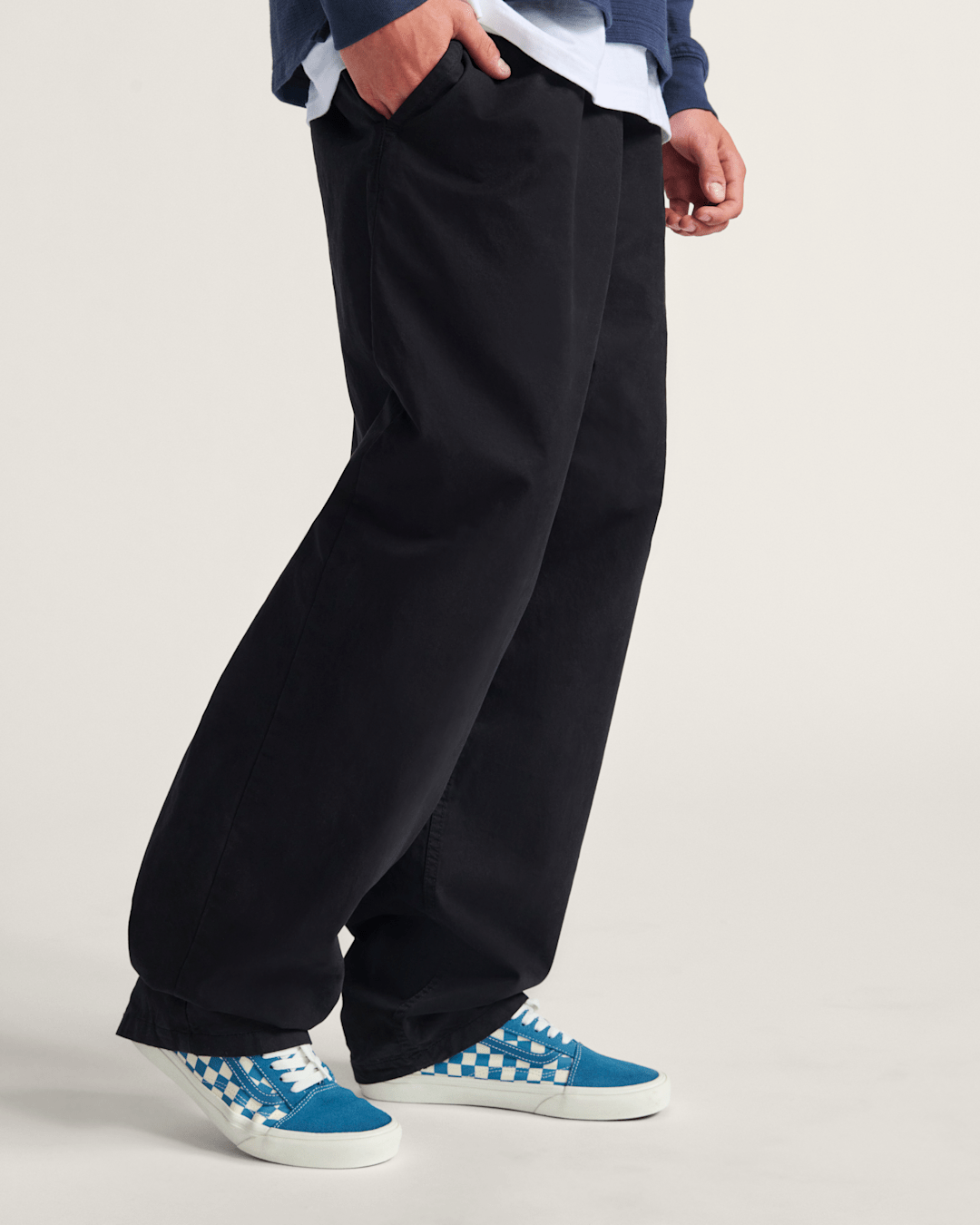 Men Vans Range Baggy Tapered Elastic Waist Pant Black
