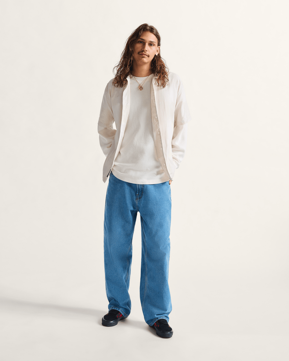 Men Vans Check-5 Baggy Denim Pants in Stonewash Blue