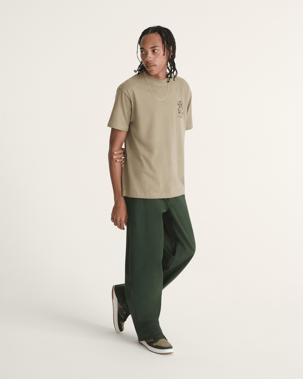 Men Vans Authentic Chino Loose Pants in Dried Kelp Green