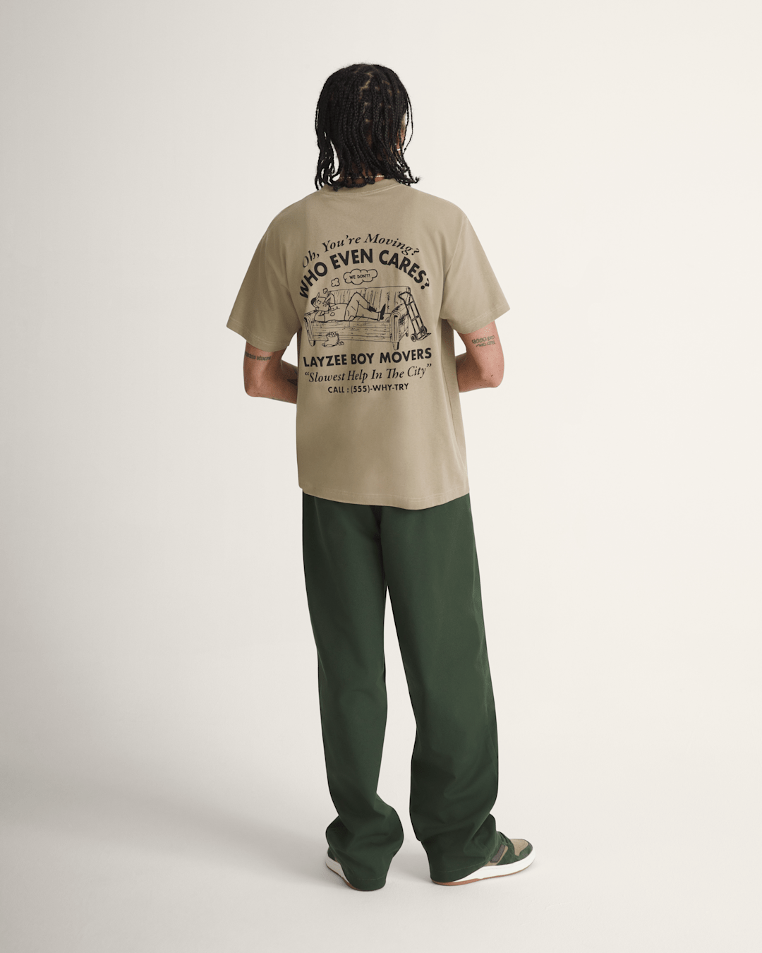 Men Vans Authentic Chino Loose Pants in Dried Kelp Green
