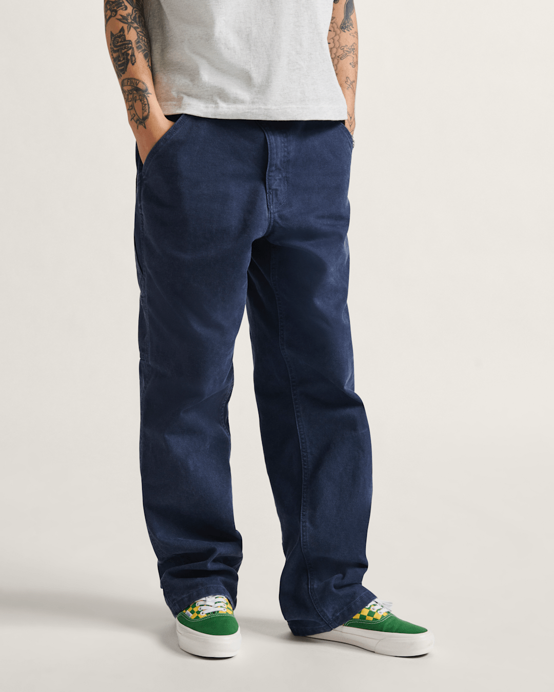 Men Vans Drill Chore Carpenter Vintage Wash Pants in Parisian Night Blue