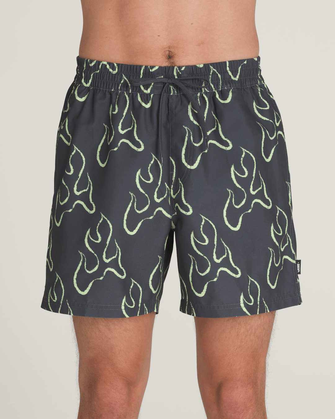 Men Vans Primary Solid Elastic 17'' Boardshorts in Asphalt Grey / Shadow Lime Green