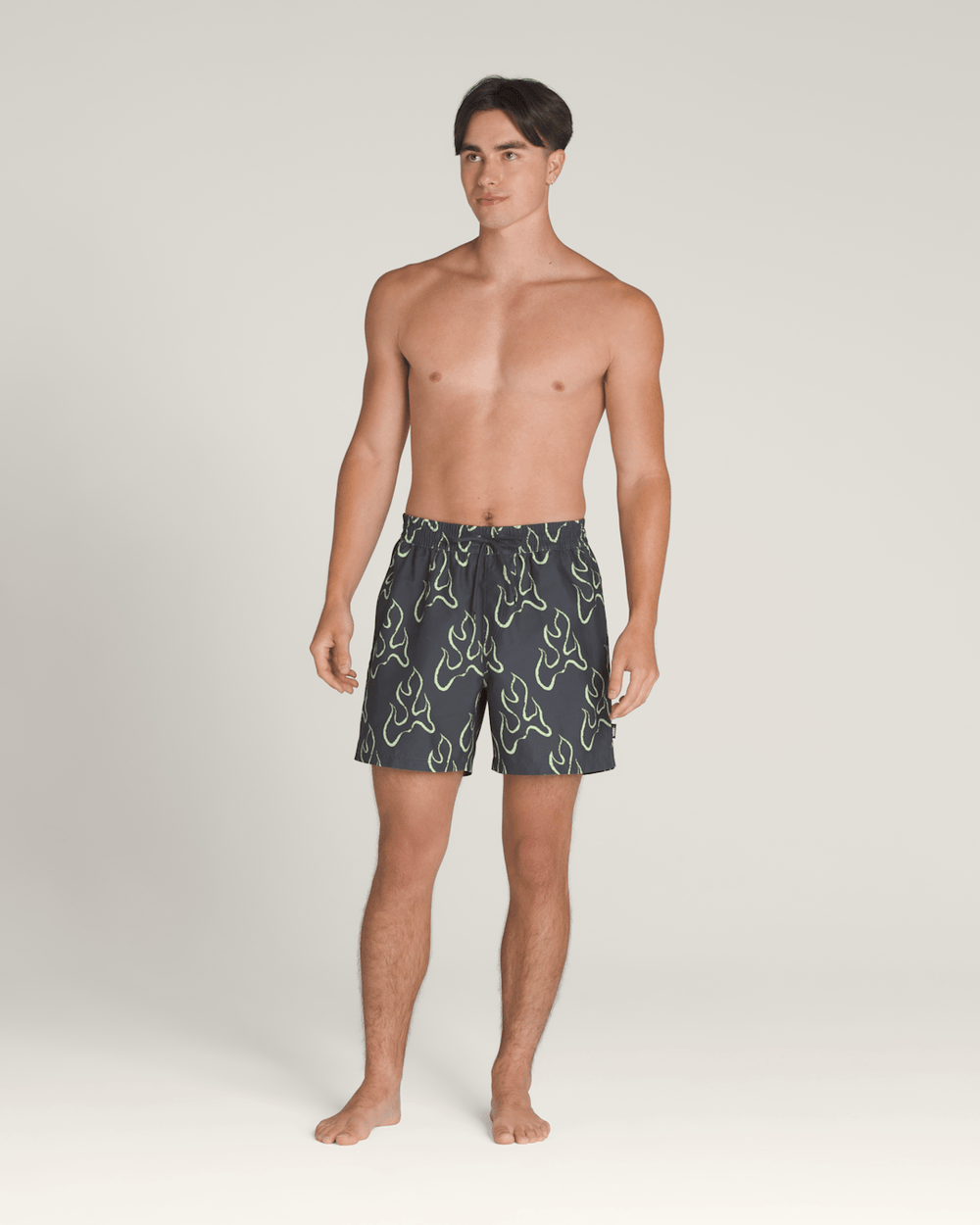 Men Vans Primary Solid Elastic 17'' Boardshorts in Asphalt Grey / Shadow Lime Green