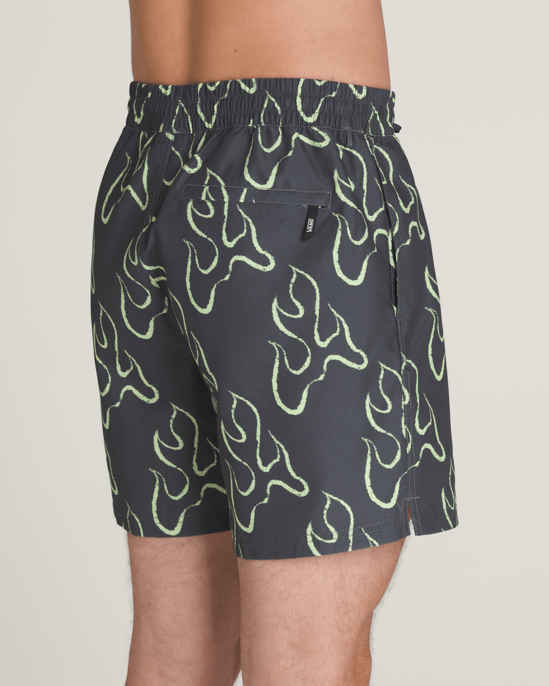 Men Vans Primary Solid Elastic 17'' Boardshorts in Asphalt Grey / Shadow Lime Green