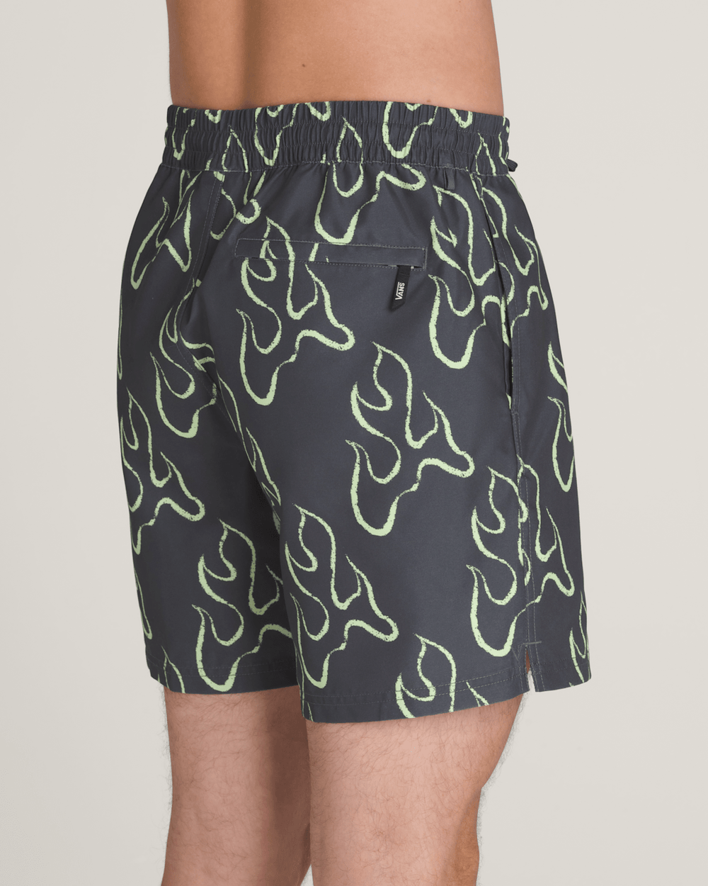 Men Vans Primary Solid Elastic 17'' Boardshorts in Asphalt Grey / Shadow Lime Green
