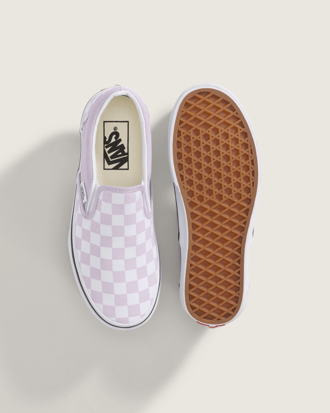 Kids Vans Big Kids Classic Slip-On Checkerboard Shoe in Checkerboard Lilac Mist Purple