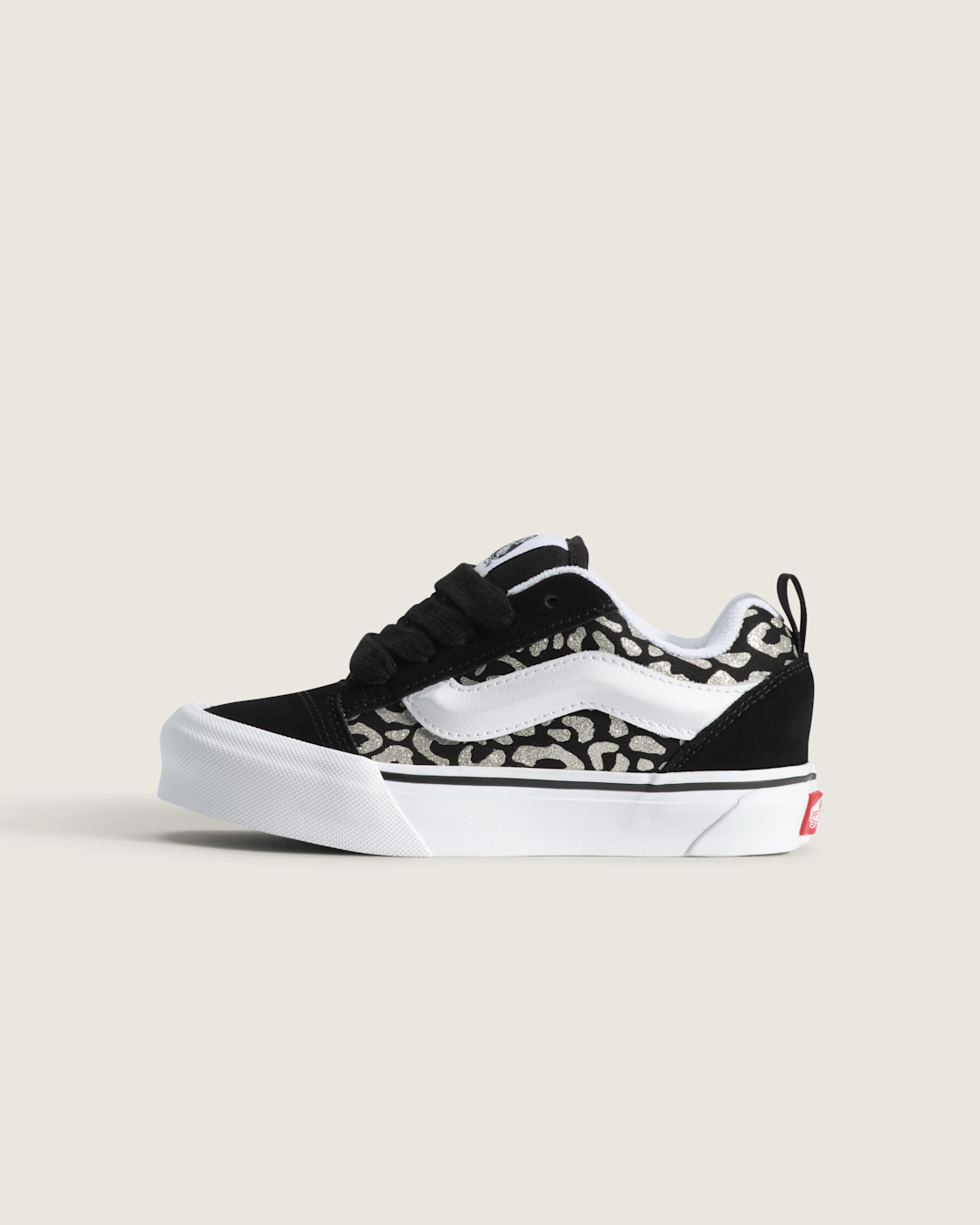 Kids Vans Little Kids Knu Skool Shoe in Leopard Glitter Black