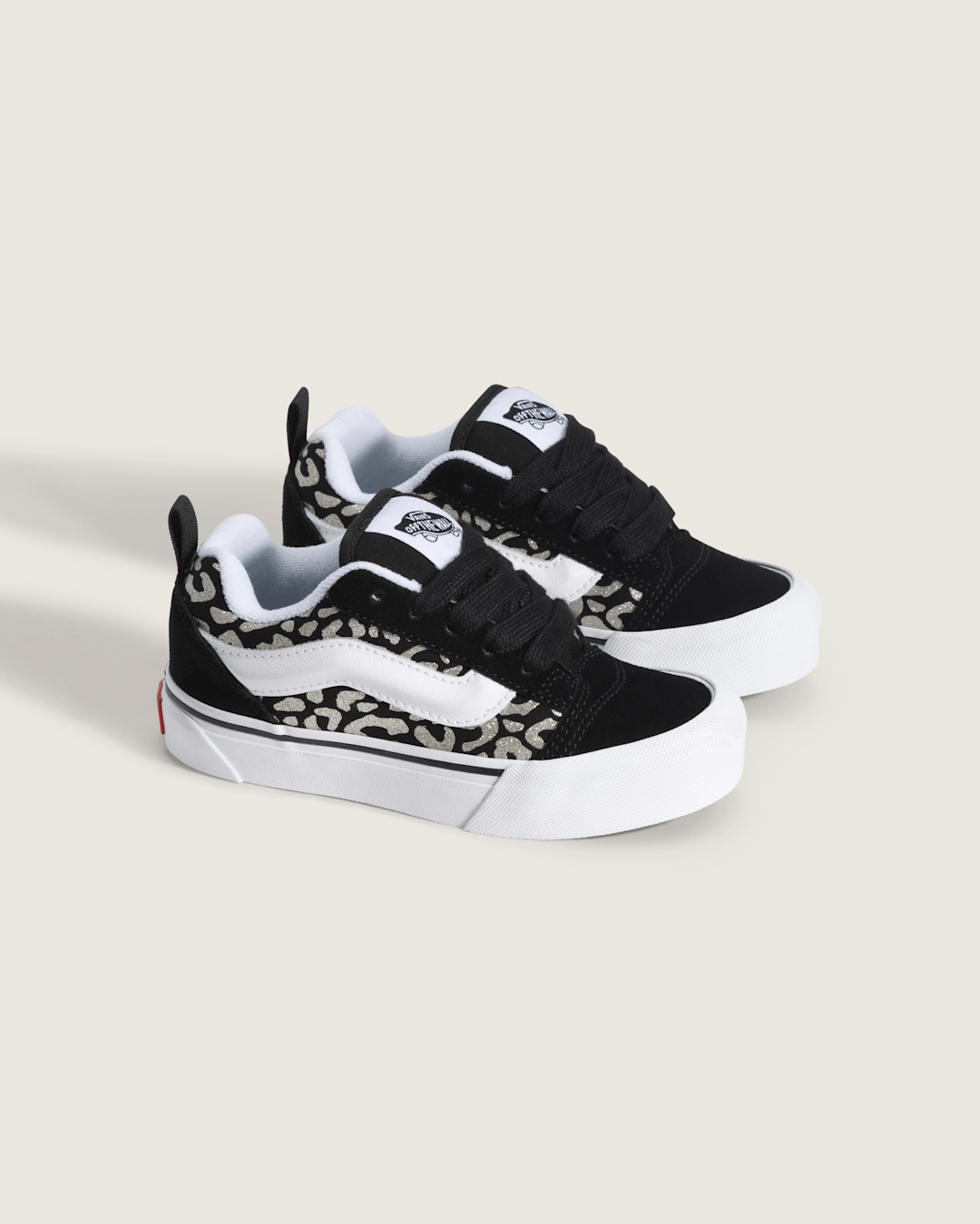 Kids Vans Little Kids Knu Skool Shoe in Leopard Glitter Black