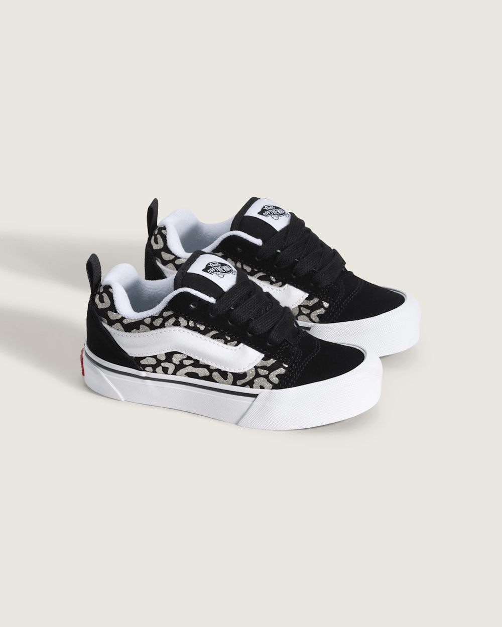 Kids Vans Little Kids Knu Skool Shoe in Leopard Glitter Black