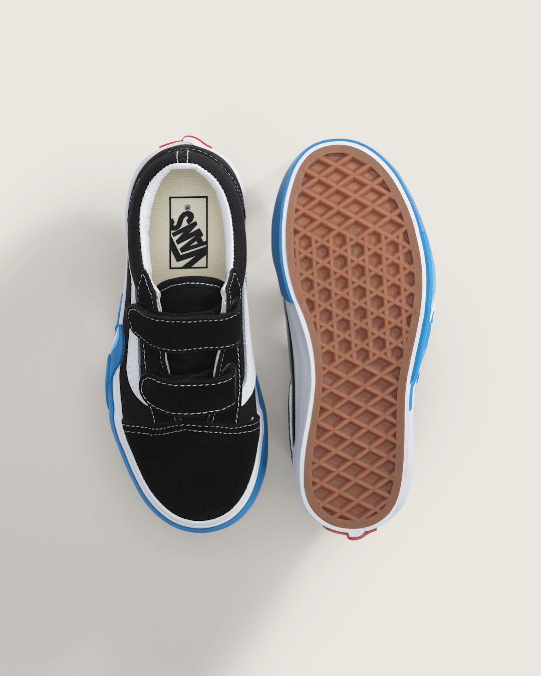 Kids Vans Little Kids Old Skool V Shoe in Black / Bright Azure Blue