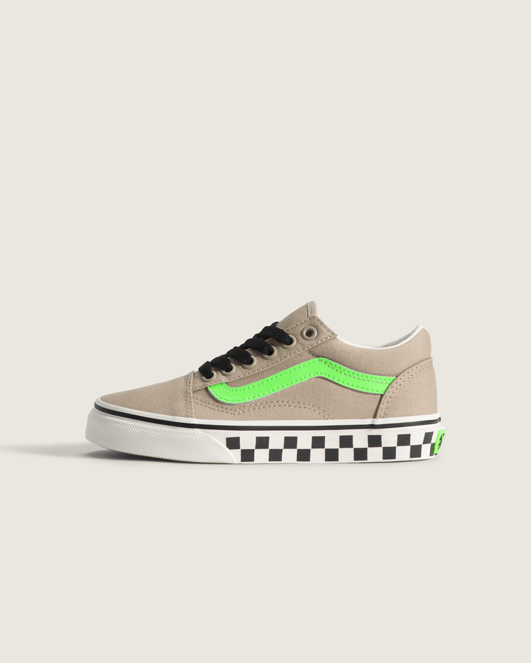 Kids Vans Little Kids Old Skool Shoe in Glow-in-the-Dark Black / Bay Leaf Green