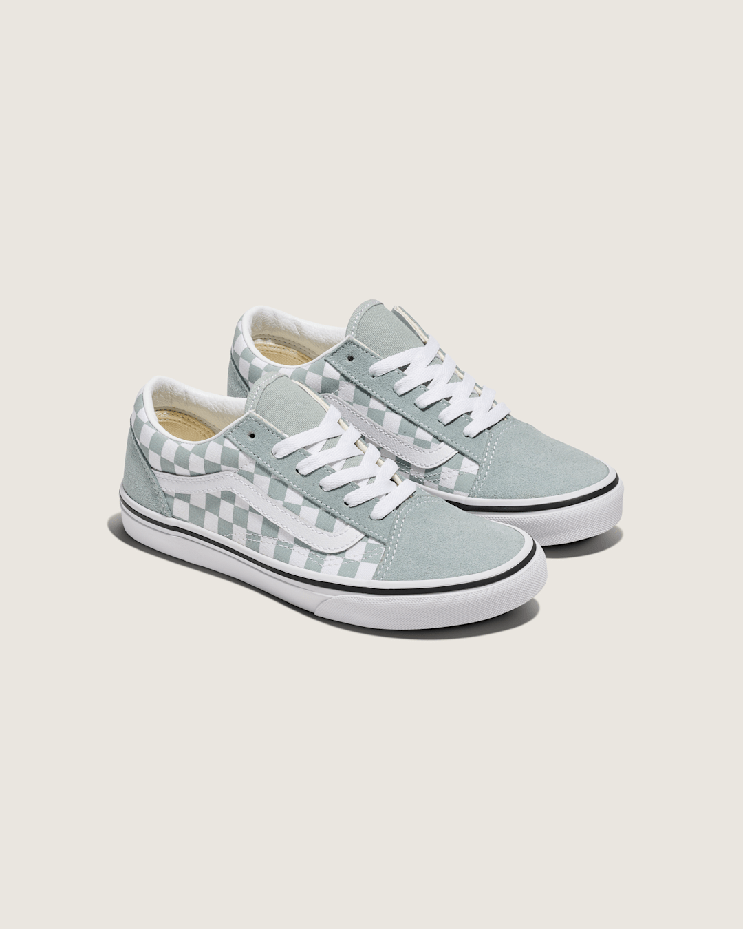 Kids|Sale Vans Big Kids Old Skool Checkerboard Shoe in Checkerboard Green / White