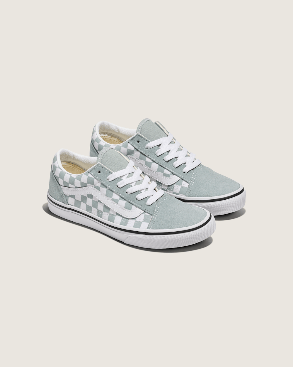 Kids|Sale Vans Big Kids Old Skool Checkerboard Shoe in Checkerboard Green / White