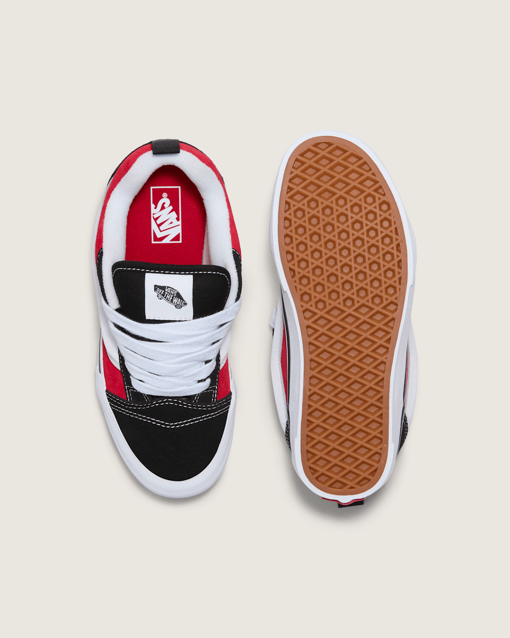Kids|Sale Vans Big Kids Knu Skool Shoe in Black / Racing Red