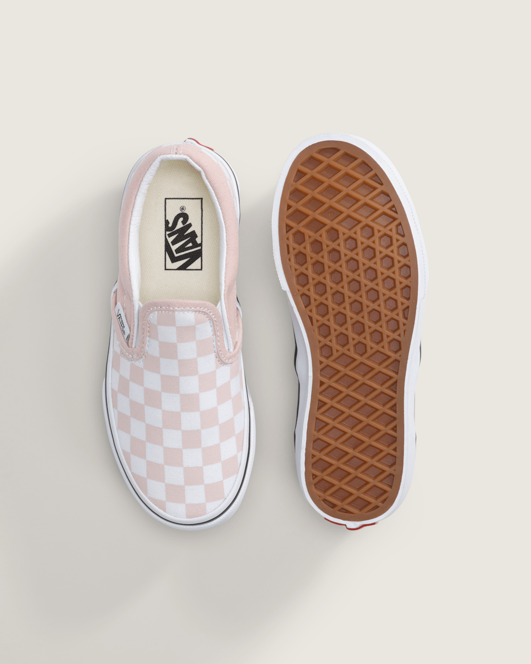 Kids Vans Little Kids Classic Slip-On Checkerboard Shoe in Checkerboard Sepia Rose Pink