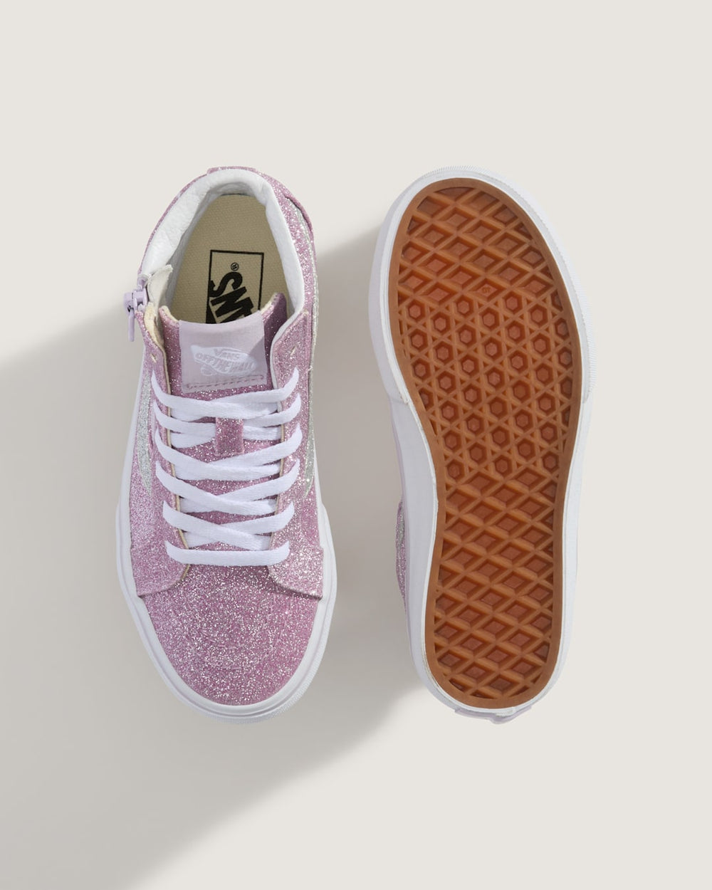 Kids Vans Little Kids Sk8-Hi Side Zip Shoe in Glitter Lilac Mist Purple