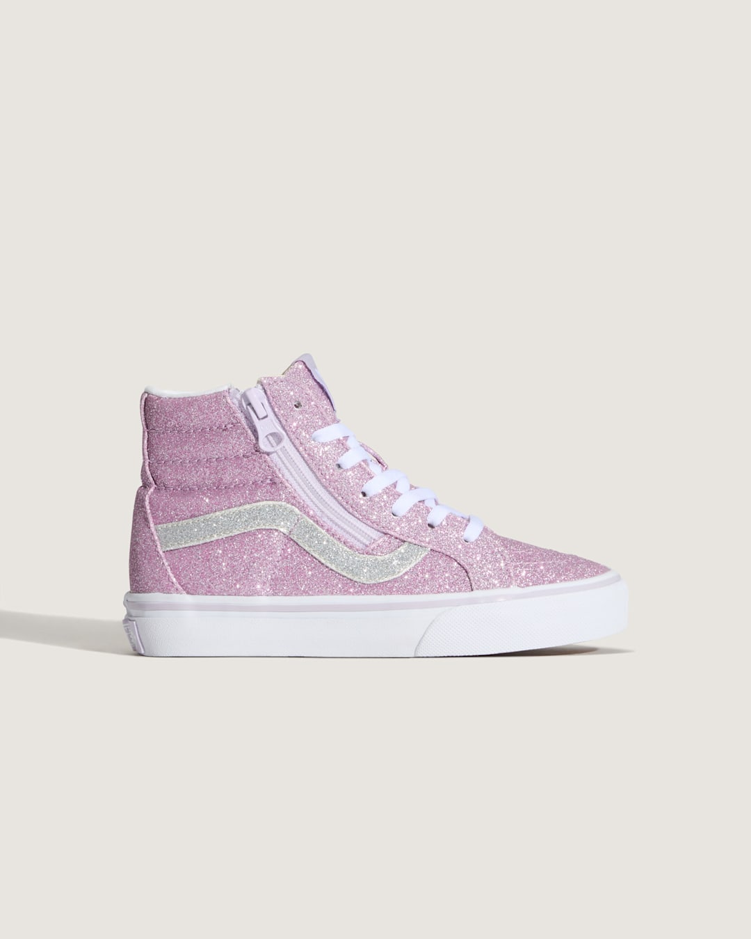 Kids Vans Little Kids Sk8-Hi Side Zip Shoe in Glitter Lilac Mist Purple