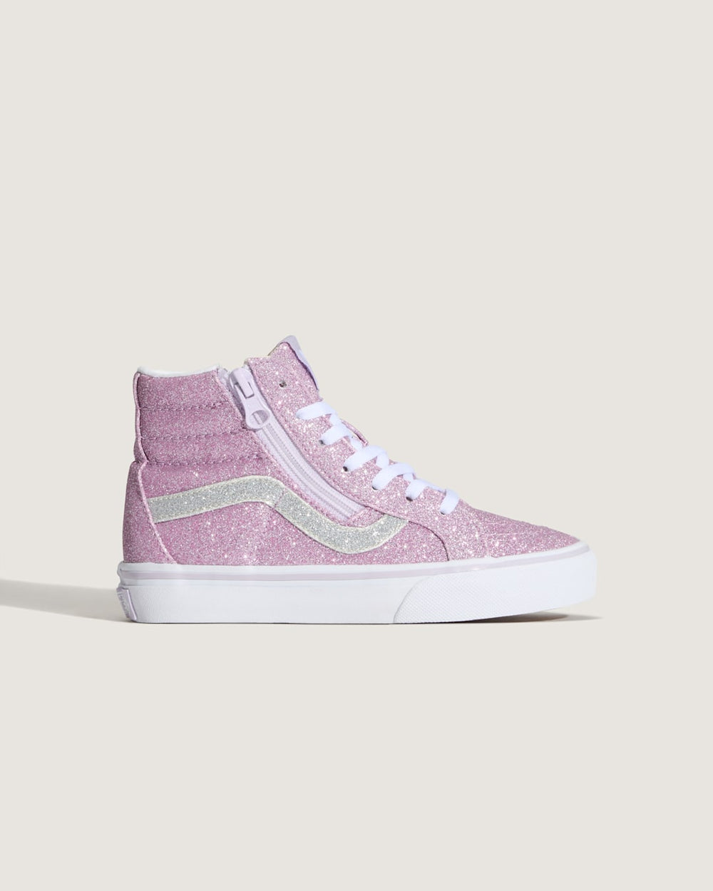 Kids Vans Little Kids Sk8-Hi Side Zip Shoe in Glitter Lilac Mist Purple